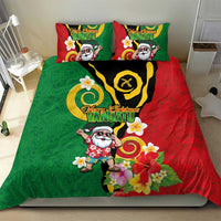 Vanuatu Christmas Bedding Set Funny Santa with Namele and Boar Tusk Tribal - Polynesian Pride