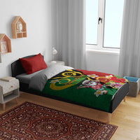 Vanuatu Christmas Bedding Set Funny Santa with Namele and Boar Tusk Tribal - Polynesian Pride