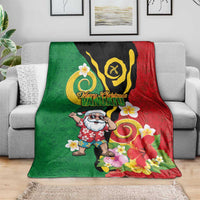 Vanuatu Christmas Blanket Funny Santa with Namele and Boar Tusk Tribal - Polynesian Pride