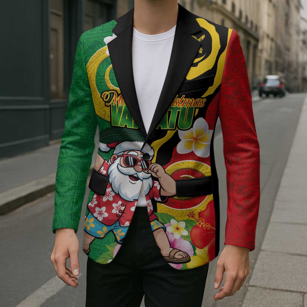 Vanuatu Christmas Blazer Funny Santa with Namele and Boar Tusk Tribal - Polynesian Pride
