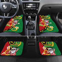 Vanuatu Christmas Car Mats Funny Santa with Namele and Boar Tusk Tribal - Polynesian Pride