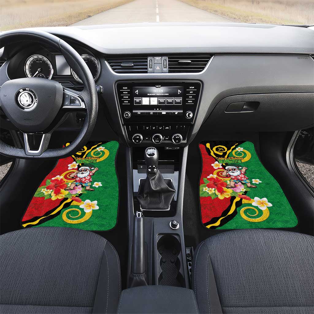 Vanuatu Christmas Car Mats Funny Santa with Namele and Boar Tusk Tribal - Polynesian Pride