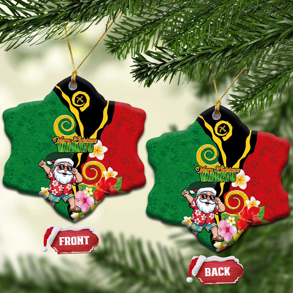 Vanuatu Christmas Ceramic Ornament Funny Santa with Namele and Boar Tusk Tribal - Polynesian Pride