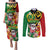 Vanuatu Christmas Couples Matching Puletasi and Long Sleeve Button Shirt Funny Santa with Namele and Boar Tusk Tribal - Polynesian Pride