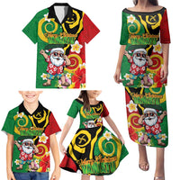 Vanuatu Christmas Family Matching Puletasi and Hawaiian Shirt Funny Santa with Namele and Boar Tusk Tribal - Polynesian Pride