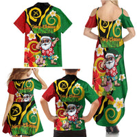 Vanuatu Christmas Family Matching Summer Maxi Dress and Hawaiian Shirt Funny Santa with Namele and Boar Tusk Tribal - Polynesian Pride