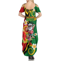 Vanuatu Christmas Family Matching Summer Maxi Dress and Hawaiian Shirt Funny Santa with Namele and Boar Tusk Tribal - Polynesian Pride