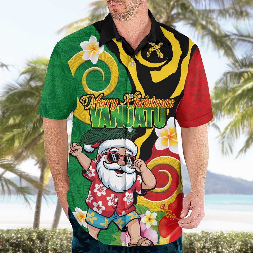 Vanuatu Christmas Hawaiian Shirt Funny Santa with Namele and Boar Tusk Tribal - Polynesian Pride