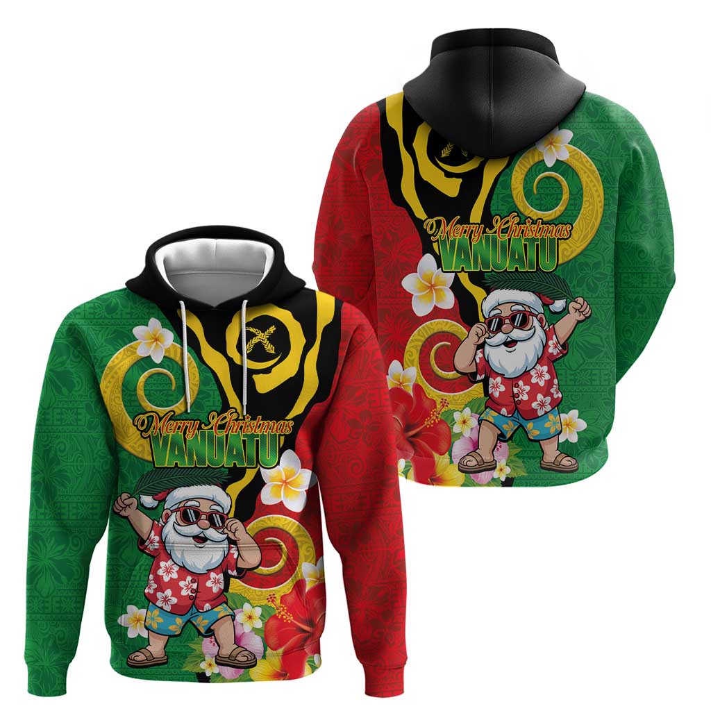 Vanuatu Christmas Hoodie Funny Santa with Namele and Boar Tusk Tribal - Polynesian Pride