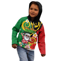 Vanuatu Christmas Kid Hoodie Funny Santa with Namele and Boar Tusk Tribal - Polynesian Pride
