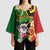 Vanuatu Christmas Kimono Sleeve Blouse Funny Santa with Namele and Boar Tusk Tribal - Polynesian Pride