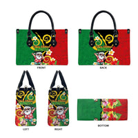 Vanuatu Christmas Leather Bag Funny Santa with Namele and Boar Tusk Tribal - Polynesian Pride