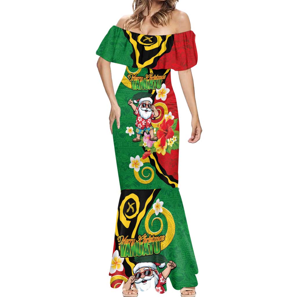 Vanuatu Christmas Mermaid Dress Funny Santa with Namele and Boar Tusk Tribal - Polynesian Pride