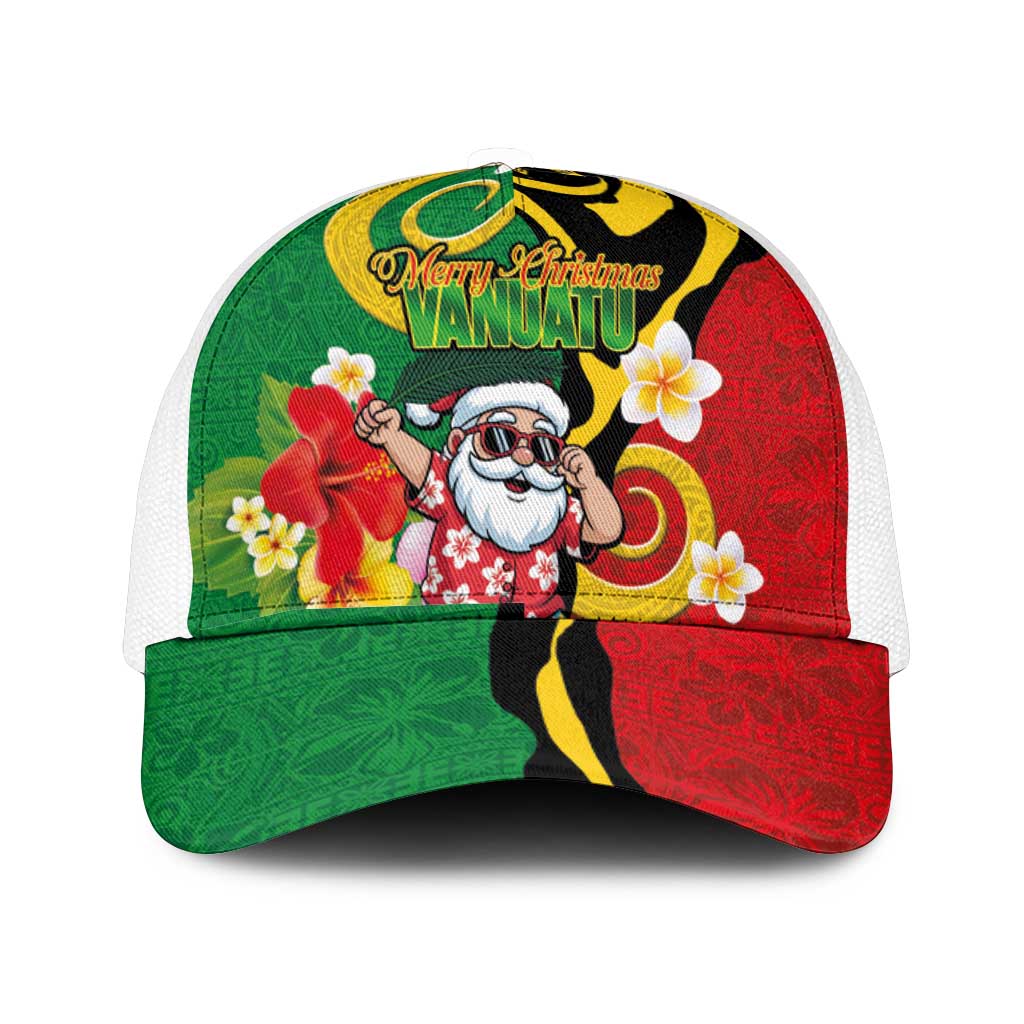 Vanuatu Christmas Mesh Trucker Cap Funny Santa with Namele and Boar Tusk Tribal - Polynesian Pride