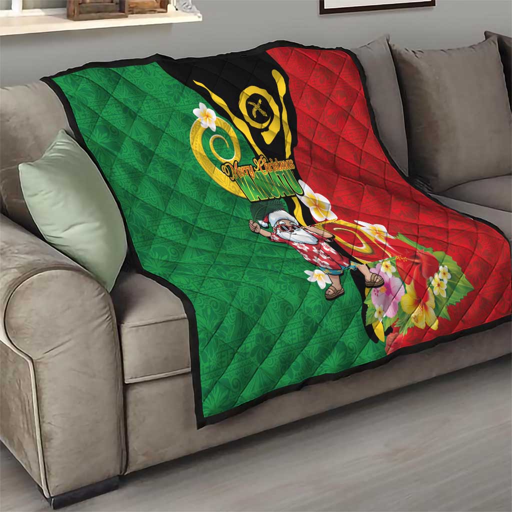 Vanuatu Christmas Quilt Funny Santa with Namele and Boar Tusk Tribal - Polynesian Pride