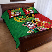 Vanuatu Christmas Quilt Bed Set Funny Santa with Namele and Boar Tusk Tribal - Polynesian Pride