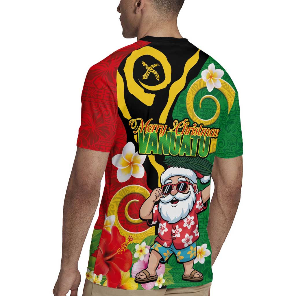 Vanuatu Christmas Rugby Jersey Funny Santa with Namele and Boar Tusk Tribal - Polynesian Pride