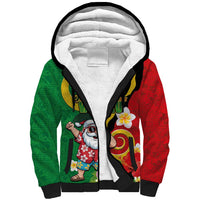 Vanuatu Christmas Sherpa Hoodie Funny Santa with Namele and Boar Tusk Tribal - Polynesian Pride