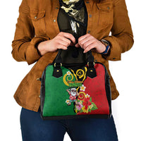 Vanuatu Christmas Shoulder Handbag Funny Santa with Namele and Boar Tusk Tribal - Polynesian Pride
