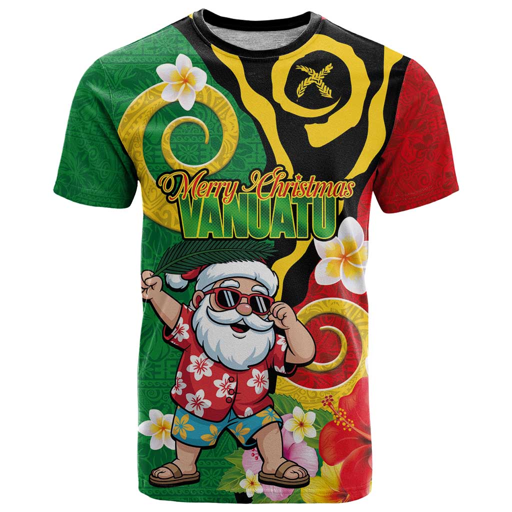 Vanuatu Christmas T Shirt Funny Santa with Namele and Boar Tusk Tribal - Polynesian Pride