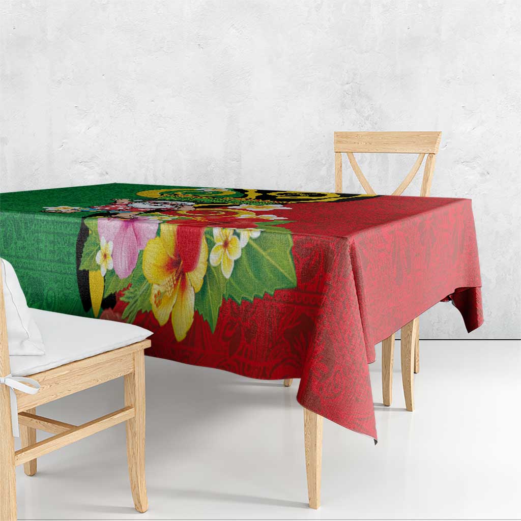 Vanuatu Christmas Tablecloth Funny Santa with Namele and Boar Tusk Tribal - Polynesian Pride