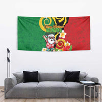 Vanuatu Christmas Tapestry Funny Santa with Namele and Boar Tusk Tribal - Polynesian Pride