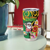 Vanuatu Christmas Tumbler Cup Funny Santa with Namele and Boar Tusk Tribal - Polynesian Pride