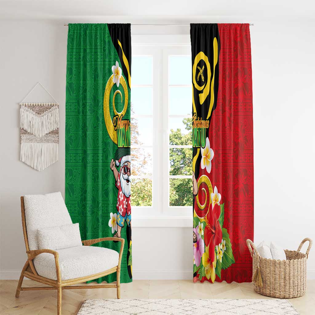 Vanuatu Christmas Window Curtain Funny Santa with Namele and Boar Tusk Tribal - Polynesian Pride