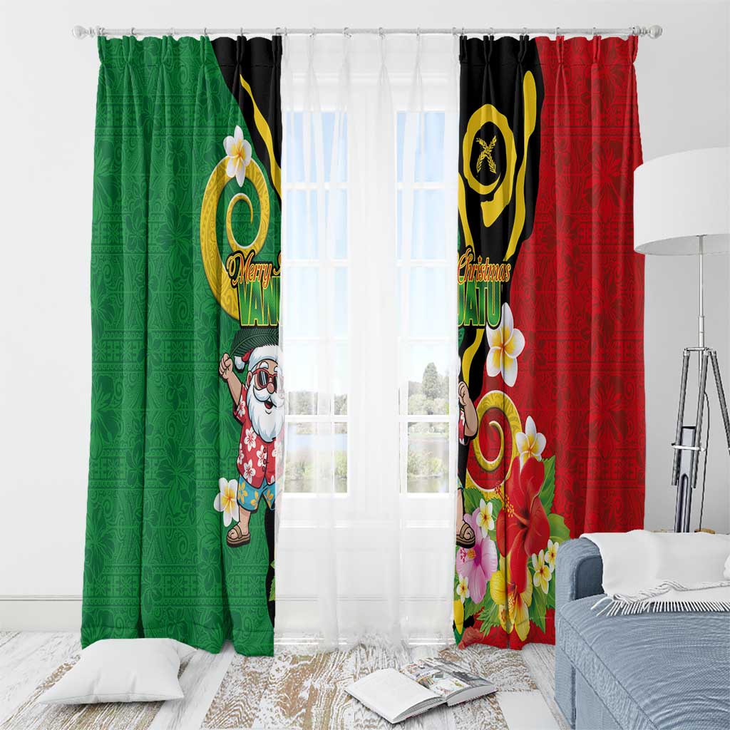 Vanuatu Christmas Window Curtain Funny Santa with Namele and Boar Tusk Tribal - Polynesian Pride