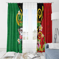 Vanuatu Christmas Window Curtain Funny Santa with Namele and Boar Tusk Tribal - Polynesian Pride