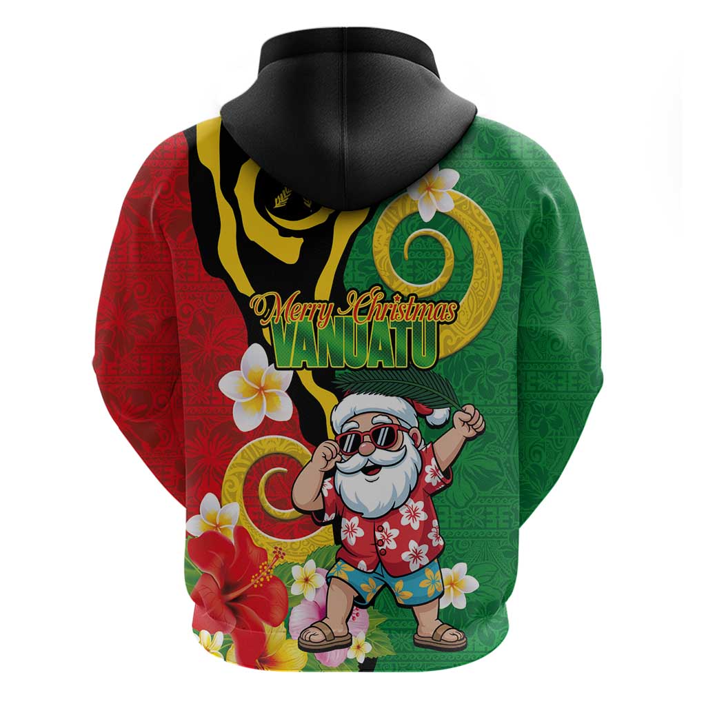Vanuatu Christmas Zip Hoodie Funny Santa with Namele and Boar Tusk Tribal - Polynesian Pride