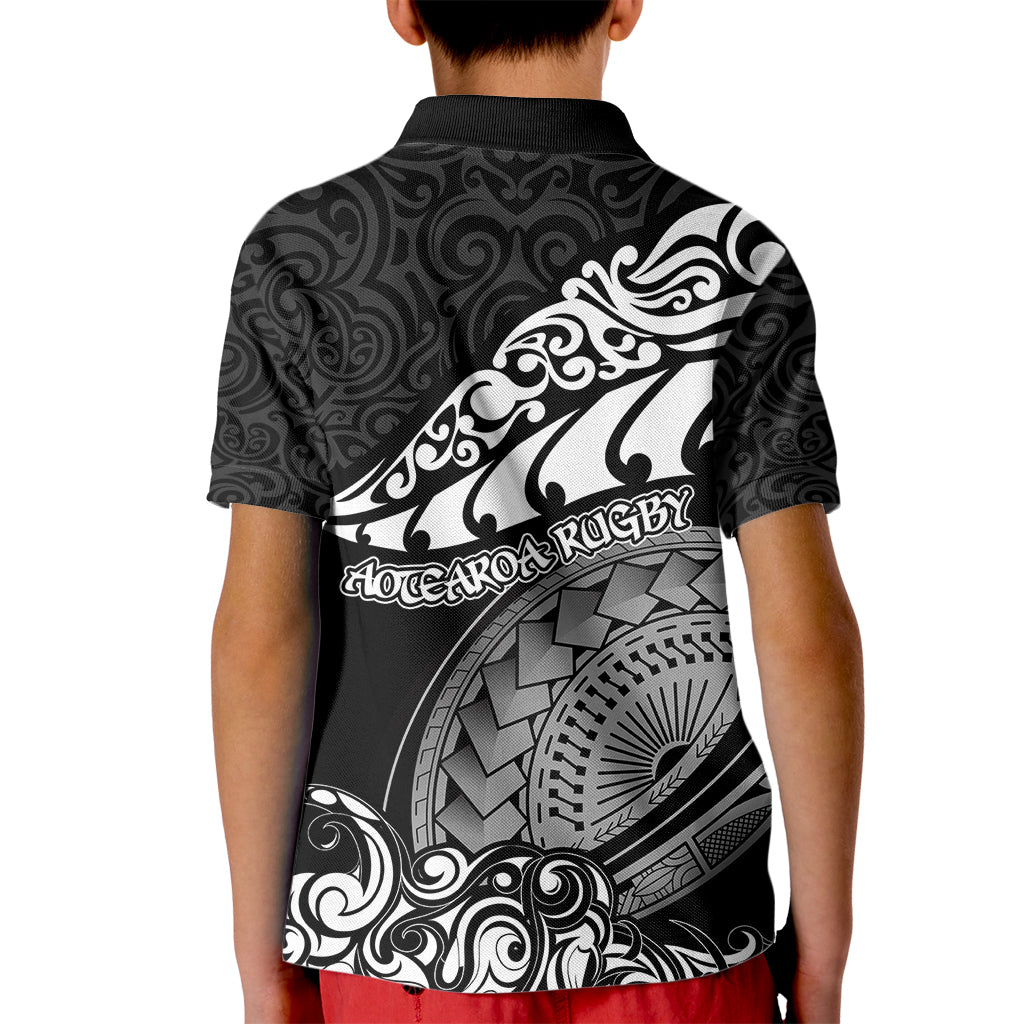 New Zealand Rugby Kid Polo Shirt Maori Warrior Rugby Silver Fern Tribal Pattern LT03 - Polynesian Pride