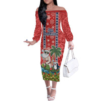 hawaii-christmas-family-matching-off-shoulder-long-sleeve-dress-and-hawaiian-shirt-the-santa-surfing-hawaii-xmas-style