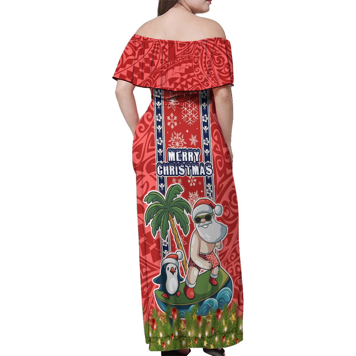 Hawaii Christmas Family Matching Off Shoulder Maxi Dress and Hawaiian - Polynesian Pride Hawaii Christmas Family Matching Off Shoulder Maxi Dress and Hawaiian - Polynesian Pride