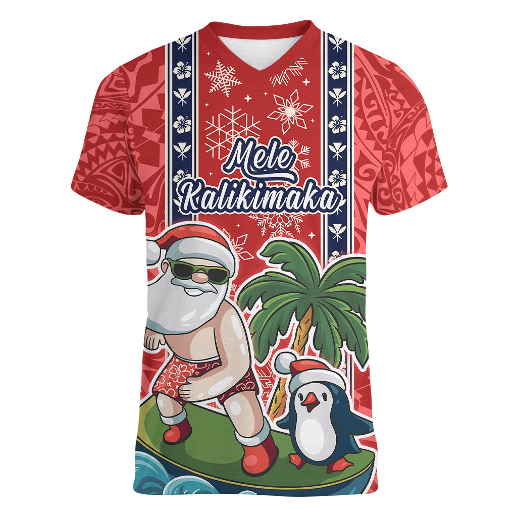 custom-hawaii-christmas-women-v-neck-t-shirt-the-santa-surfing-hawaii-xmas-style
