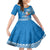 Hawaii Mele Kalikimaka Kid Short Sleeve Dress Santa Riding The DolPhin Mix Kakau Pattern Blue Style LT03 KID Blue - Polynesian Pride