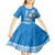 Hawaii Mele Kalikimaka Kid Short Sleeve Dress Santa Riding The DolPhin Mix Kakau Pattern Blue Style LT03 - Polynesian Pride