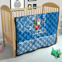 Hawaii Mele Kalikimaka Quilt Santa Riding The DolPhin Mix Kakau Pattern Blue Style LT03 - Polynesian Pride