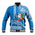 Custom Hawaii Mele Kalikimaka Baseball Jacket Santa Riding The DolPhin Mix Kakau Pattern Blue Style LT03 Unisex Blue - Polynesian Pride