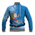 Custom Hawaii Mele Kalikimaka Baseball Jacket Santa Riding The DolPhin Mix Kakau Pattern Blue Style LT03 - Polynesian Pride