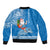 Custom Hawaii Mele Kalikimaka Bomber Jacket Santa Riding The DolPhin Mix Kakau Pattern Blue Style LT03 - Polynesian Pride