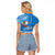 Custom Hawaii Mele Kalikimaka Raglan Cropped T Shirt Santa Riding The DolPhin Mix Kakau Pattern Blue Style LT03 - Polynesian Pride