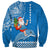 Custom Hawaii Mele Kalikimaka Sweatshirt Santa Riding The DolPhin Mix Kakau Pattern Blue Style LT03 - Polynesian Pride