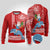 Hawaii Mele Kalikimaka Ugly Christmas Sweater Santa Riding The DolPhin Mix Kakau Pattern Red Style LT03 Red - Polynesian Pride