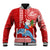 Custom Hawaii Mele Kalikimaka Baseball Jacket Santa Riding The DolPhin Mix Kakau Pattern Red Style LT03 Unisex Red - Polynesian Pride