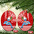 Custom Hawaii Mele Kalikimaka Ceramic Ornament Santa Riding The DolPhin Mix Kakau Pattern Red Style LT03 Oval Red - Polynesian Pride