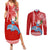 Custom Hawaii Mele Kalikimaka Couples Matching Summer Maxi Dress and Long Sleeve Button Shirt Santa Riding The DolPhin Mix Kakau Pattern Red Style LT03 Red - Polynesian Pride