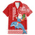 Custom Hawaii Mele Kalikimaka Family Matching Mermaid Dress and Hawaiian Shirt Santa Riding The DolPhin Mix Kakau Pattern Red Style LT03 Dad's Shirt - Short Sleeve Red - Polynesian Pride