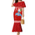 Custom Hawaii Mele Kalikimaka Family Matching Mermaid Dress and Hawaiian Shirt Santa Riding The DolPhin Mix Kakau Pattern Red Style LT03 Mom's Dress Red - Polynesian Pride