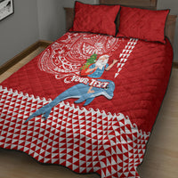 Custom Hawaii Mele Kalikimaka Quilt Bed Set Santa Riding The DolPhin Mix Kakau Pattern Red Style LT03 - Polynesian Pride